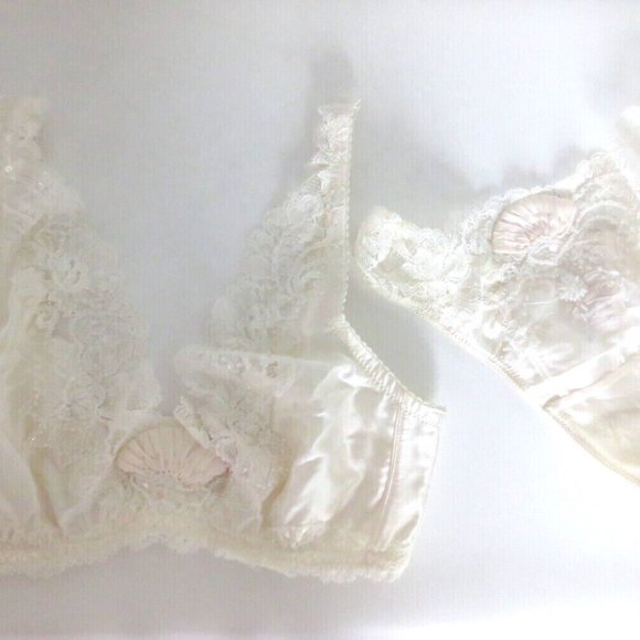 NEW EVE'S TEMPTATION SILK UNLINED FLORAL LACE BRA/PANTIES 2PC SET - Picture 10 of 16